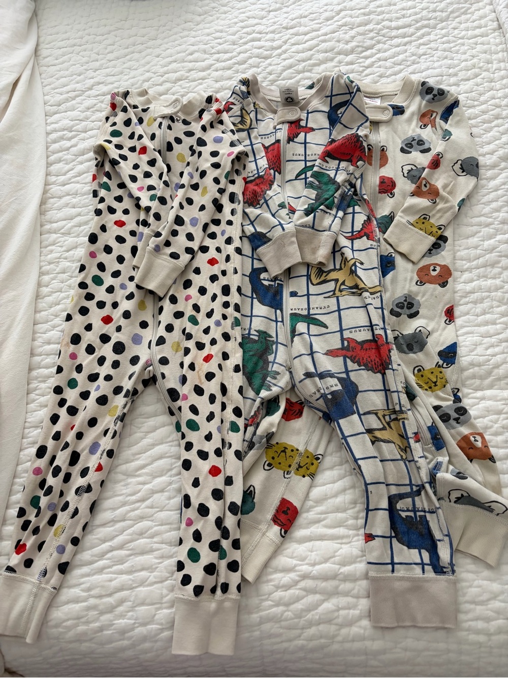 Hanna andersson 3t Kids Cotton Pajama Jumpsuits zip up - bundle of 3